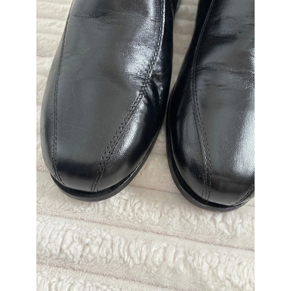 Nunn Bush Vintage Mens Black Leather Ankle Dress Boots Side Zip Stitched Sole